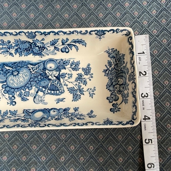 Vintage Mason's Patent Ironstone Blue and White "Fruit Basket" Small Tray - Picture 11 of 12
